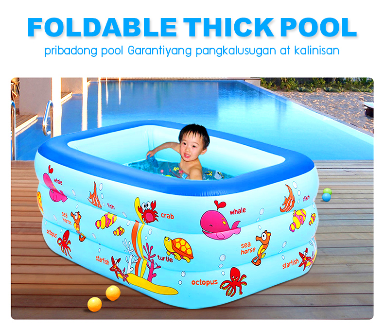 Inflatable swimming pool with electric air pump outdoor portable ...