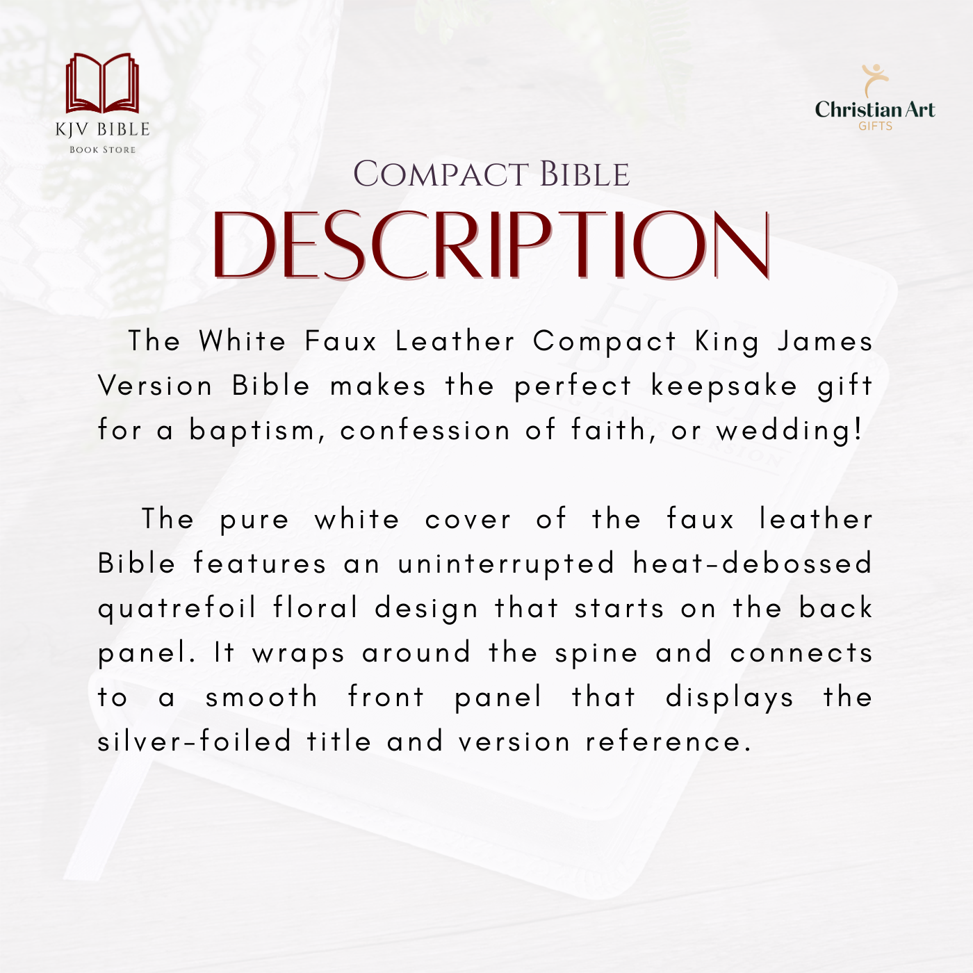 KJV006 | King James Version Compact Bible White Faux Leather | KJV Holy ...