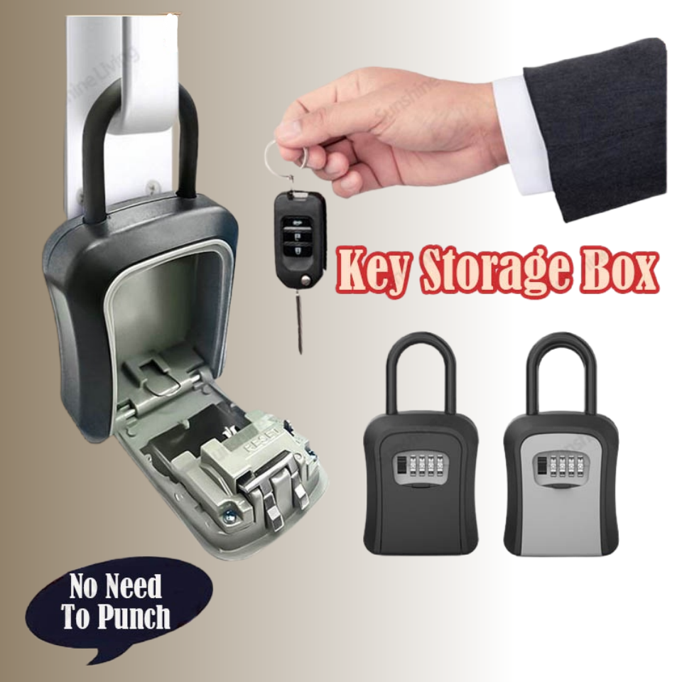 High Capacity 4-Digit Combination Wall Mounted Key Storage Box Padlock ...