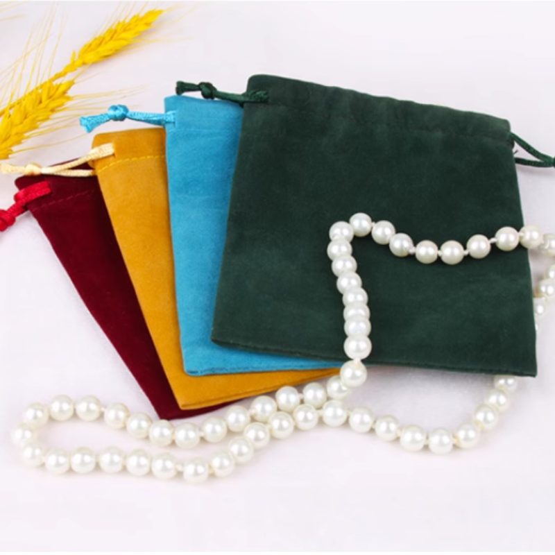 1pc Colored Velvet Fabric Silk Drawstring jewelry Packing Bag Velvet ...