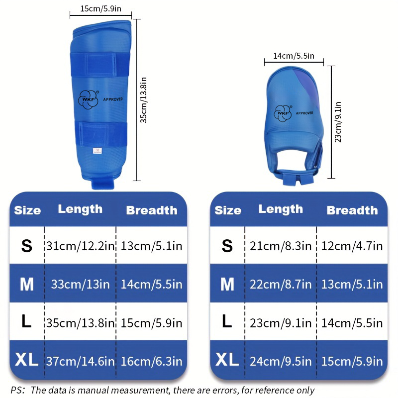 Red Blue karate shin foot guard set muay thai gear set for taekwondo ...