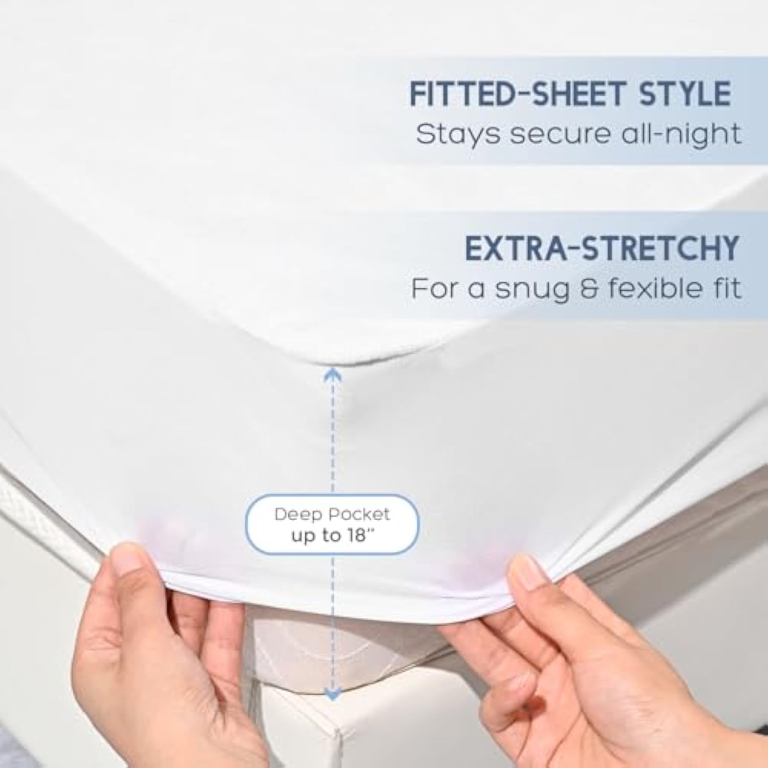 100% Waterproof Mattress Protector Machine Washable Fitted Sheet ...