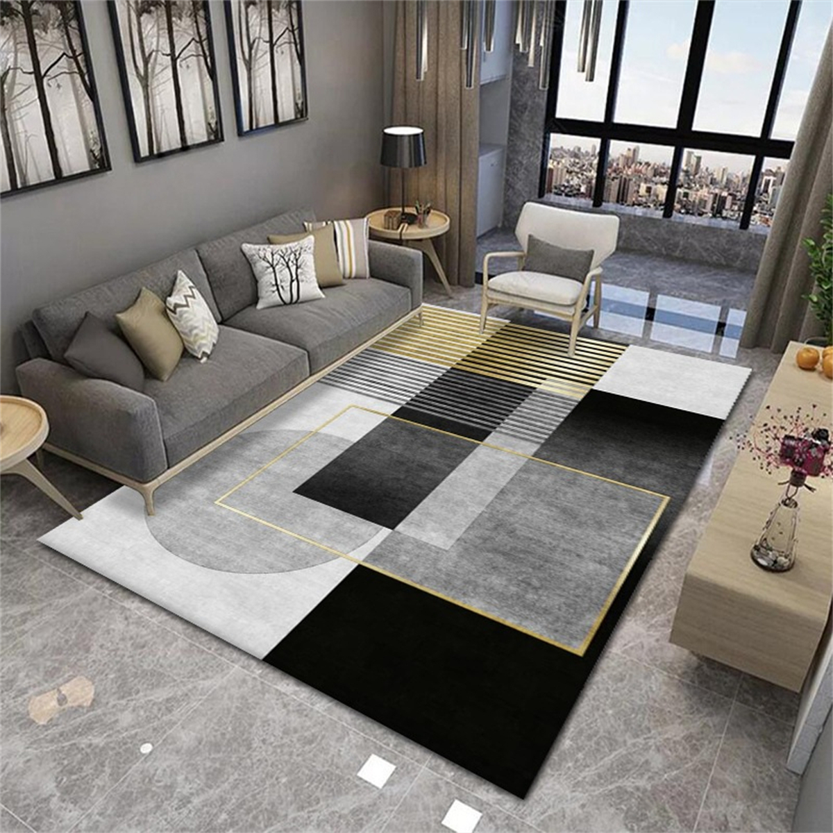 150 x 180cm 150 X 200CM 200 X 300CM3D Geometric Carpet Comfortable ...