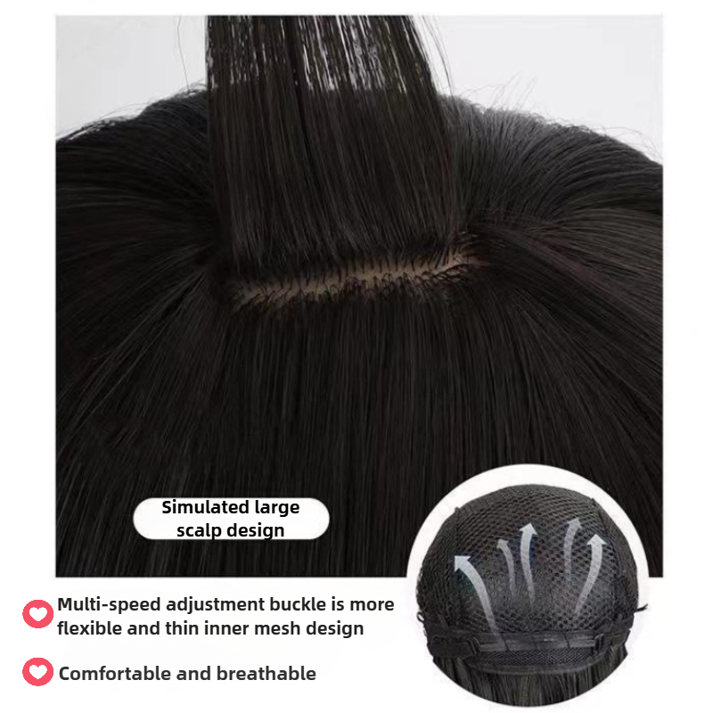 100cm Universal Long Straight Wig With Bangs Modeling Practice Hand ...