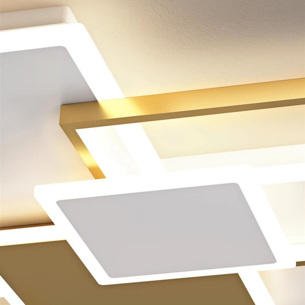 Tricolor LED Ceiling Light 48W Square Ceiling Lamp With Remote Dimming ...