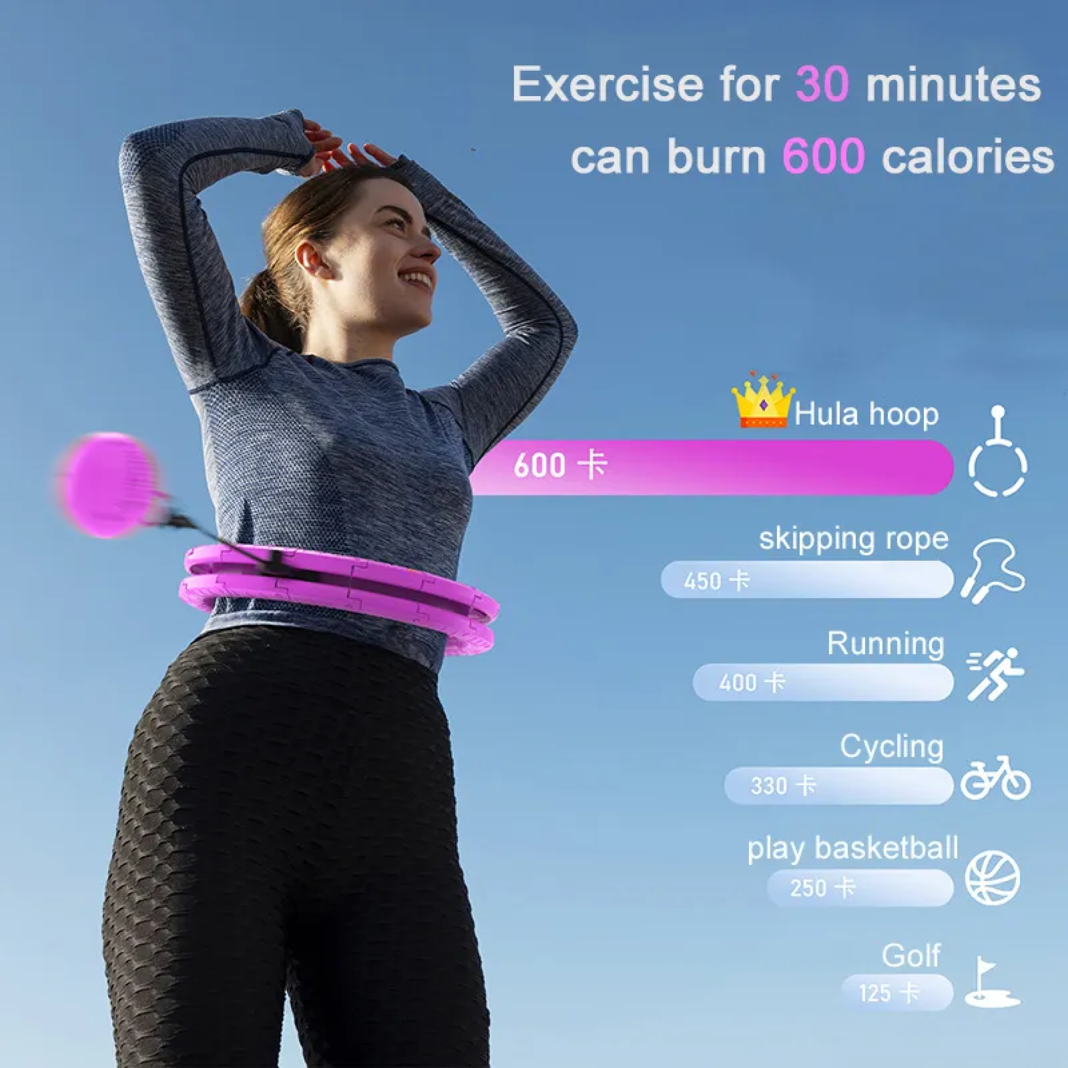 Smart Hula Hoop Adjustable Thin Waist Massager Exercise Gym Circle Ring ...