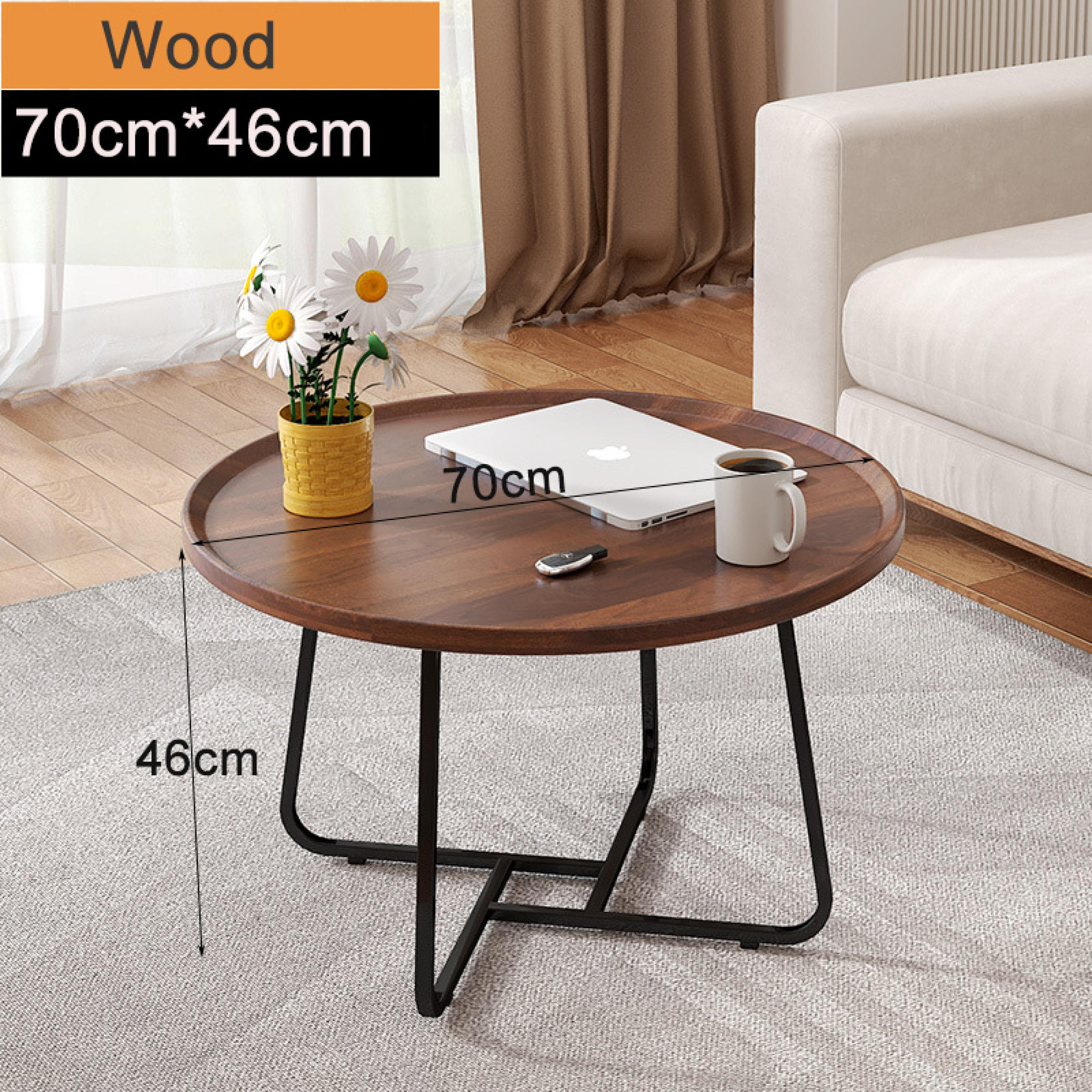 COD Nordic Style Steel Wood Tea Table Creative Small Simple Modern ...