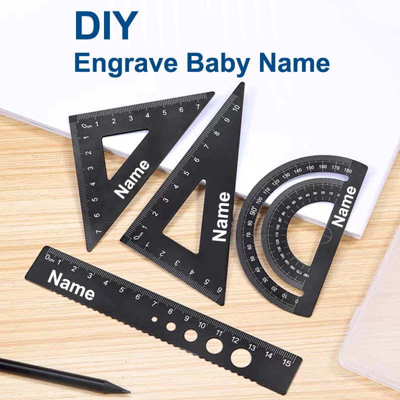 Custom DIY Name 4 in 1 4pcs Set Aluminum Alloy Metal Ruler Engrave Kid ...