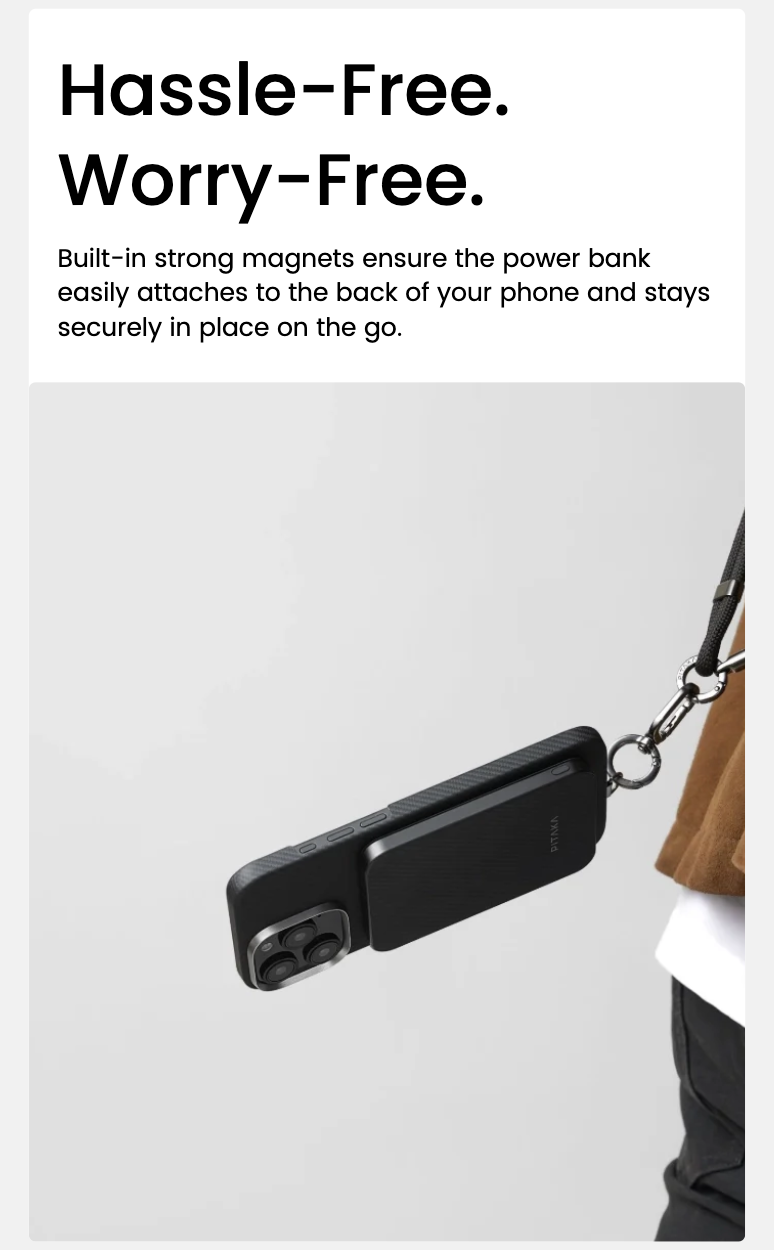 PITAKA Qi2 Wireless Magnetic Power Bank - Ultra Slim, 15W Wireless ...