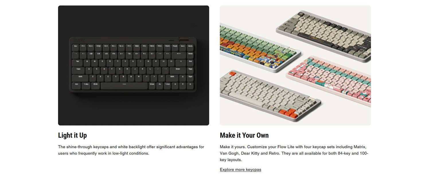 Lofree Flow Lite 84 Keys Triple Mode Low Profile Mechanical Keyboard ...