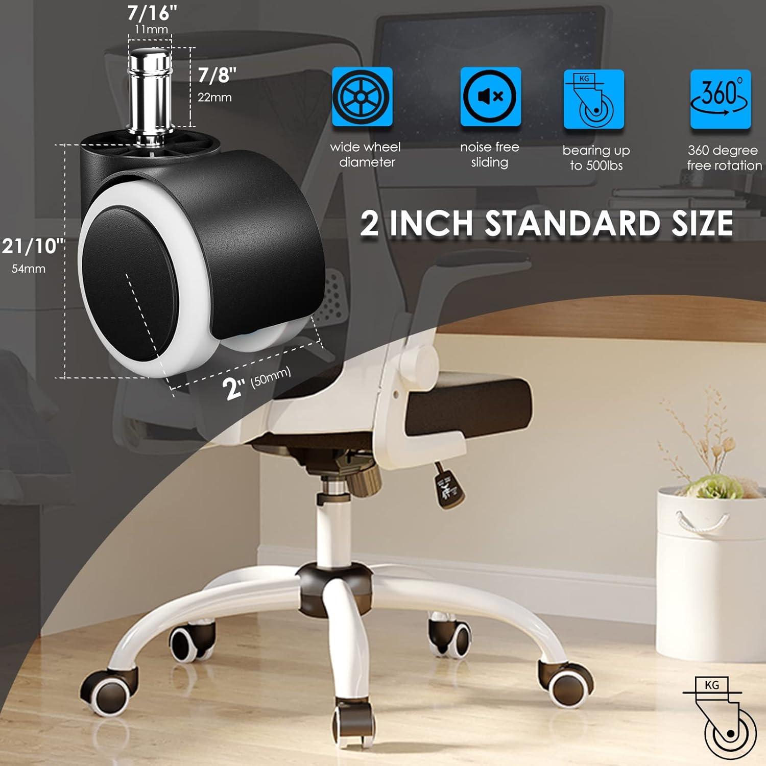 Office Chair Wheels Roller Rotating Universal Computer Chair Wheels ...
