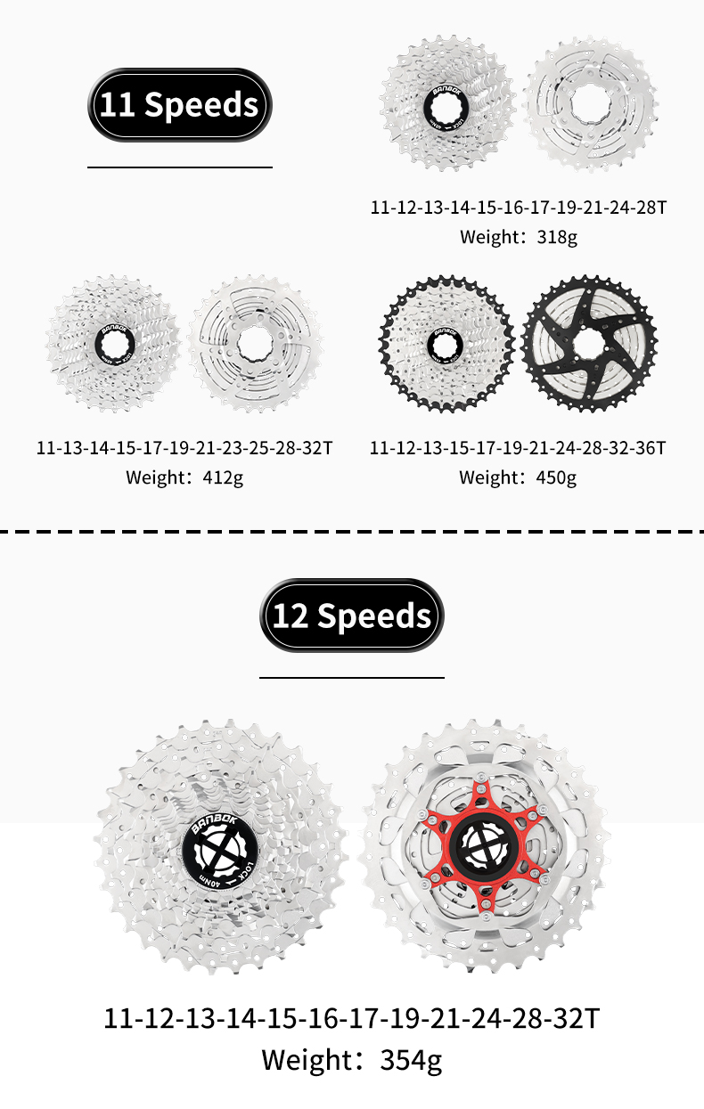 BANBOK Road Bike 8 9 10 11 Speed Cassette Cogs Freewheel 11-23T/25T/28T ...