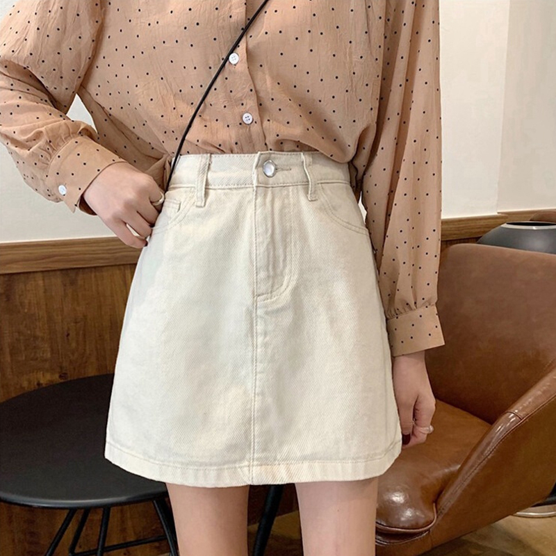 Newlan DQ002 Denim Mini Skirt Palda For Women High Waist Wrap Skirt A ...