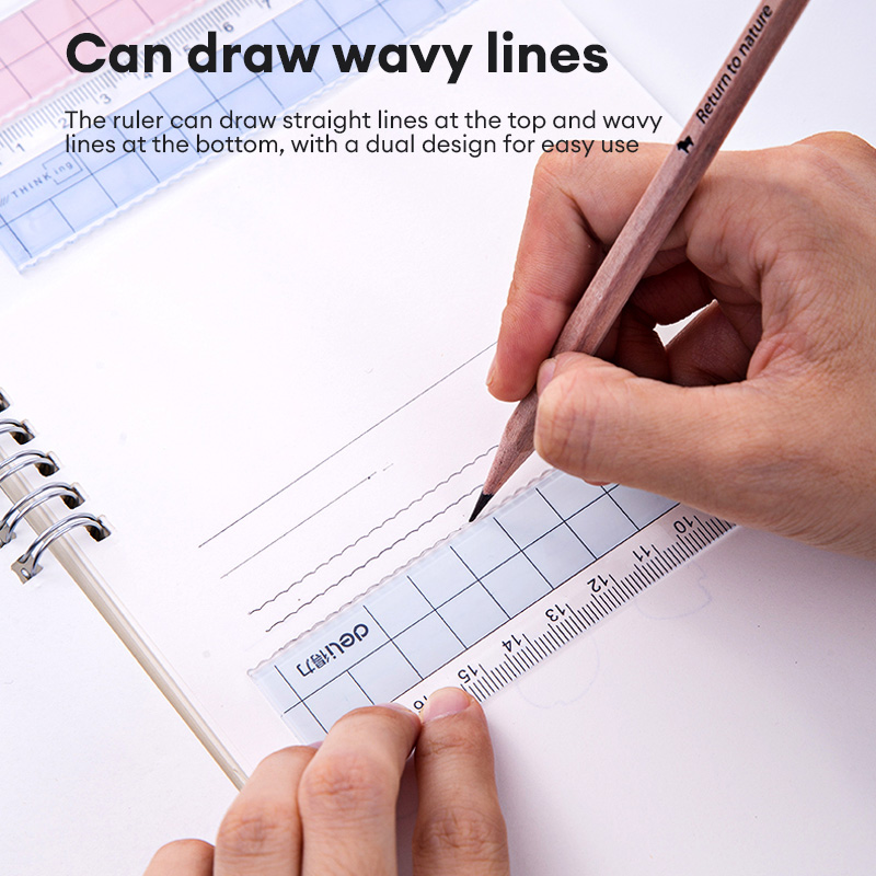 Deli 18cm Clear Plastic Ruler Grid Student Ruler School Stationery ...