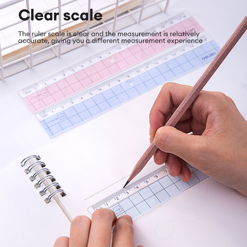 Deli 18cm Clear Plastic Ruler Grid Student Ruler School Stationery ...
