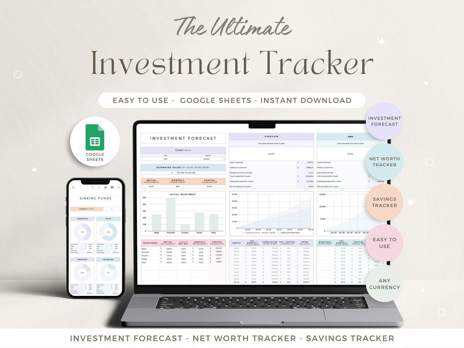 Digital Planner, Investment Tracker Stock Portfolio Spreadsheet Google ...
