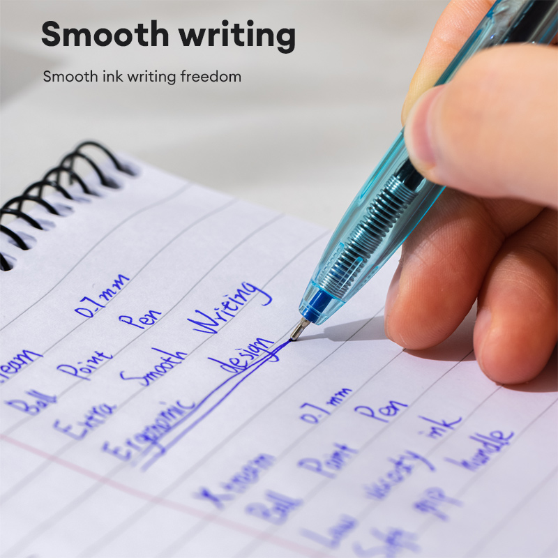 Deli Writing Pen 0.7mm Ballpoint Pen 1mm Ball Pen Black Blue EQ02120 ...