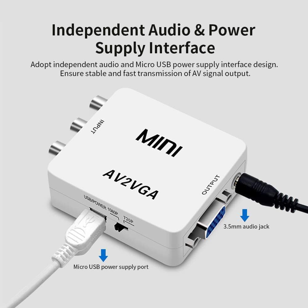 Mini AV2VGA HD Video Converter Av RCA CVBS to VGA HDTV Adapter for Set ...