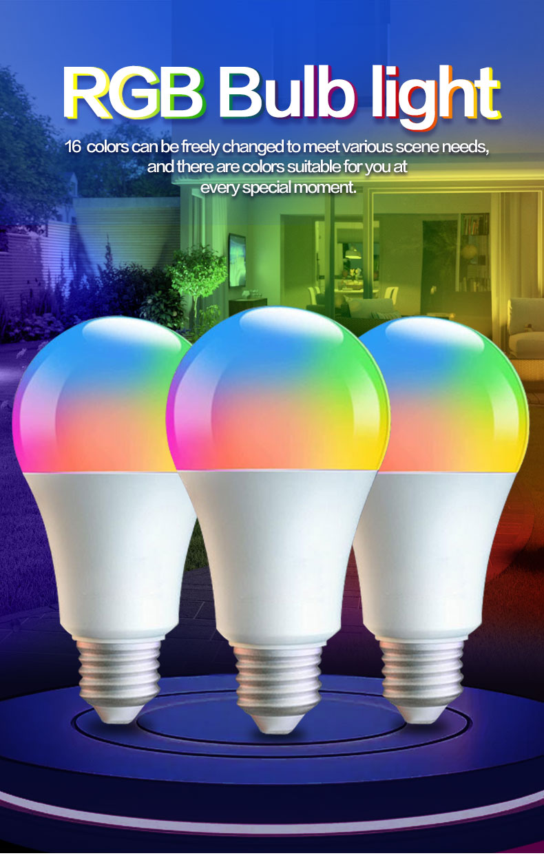 LED RGB Bulb Light With Remote E27 Tri color Bulb 16 Color Colored 220V ...