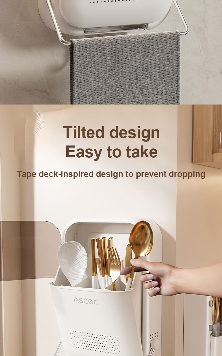 wall mounted dustproof kitchen storage device Spoon and fork with lid ...