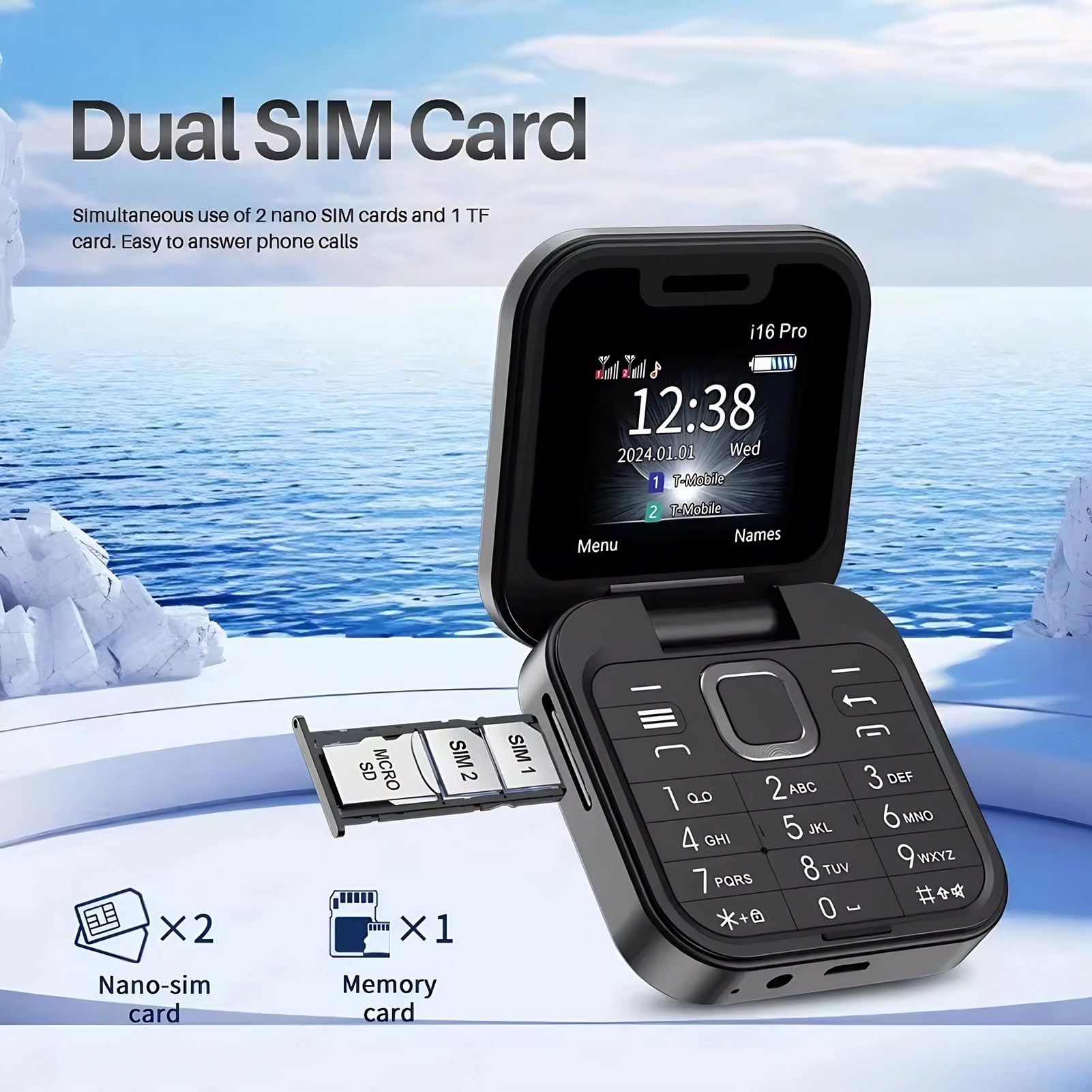 2024 New i16 pro Flip Phone Keypad Cellphone 2G 3G Dual Card Android ...