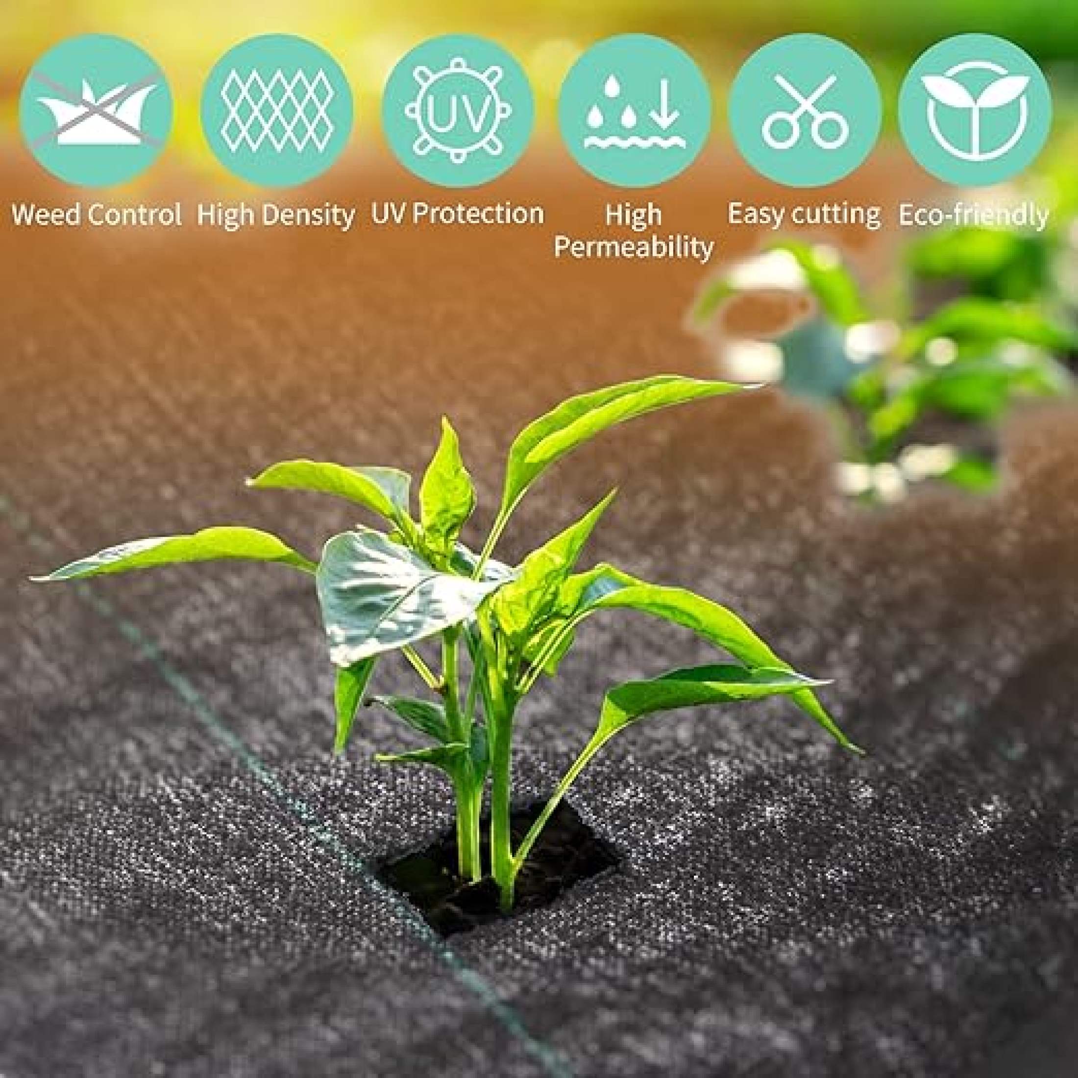 100/200M Weed Control Barrier Fabric Weeding Cloth Black Degradable ...
