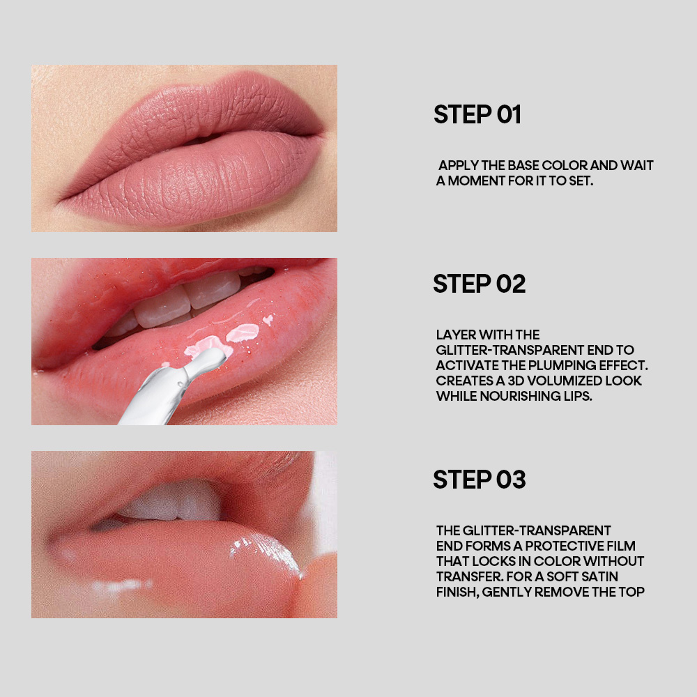 【PRO 3 in 1】JMCY Lip Gloss Dual Effect Matte Lipstick High Pigment ...