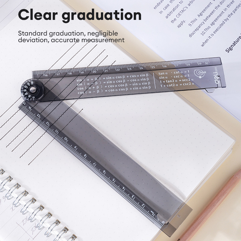 Deli 30cm Ruler Plastic Rotating Folding Ruler Student Stationery ...