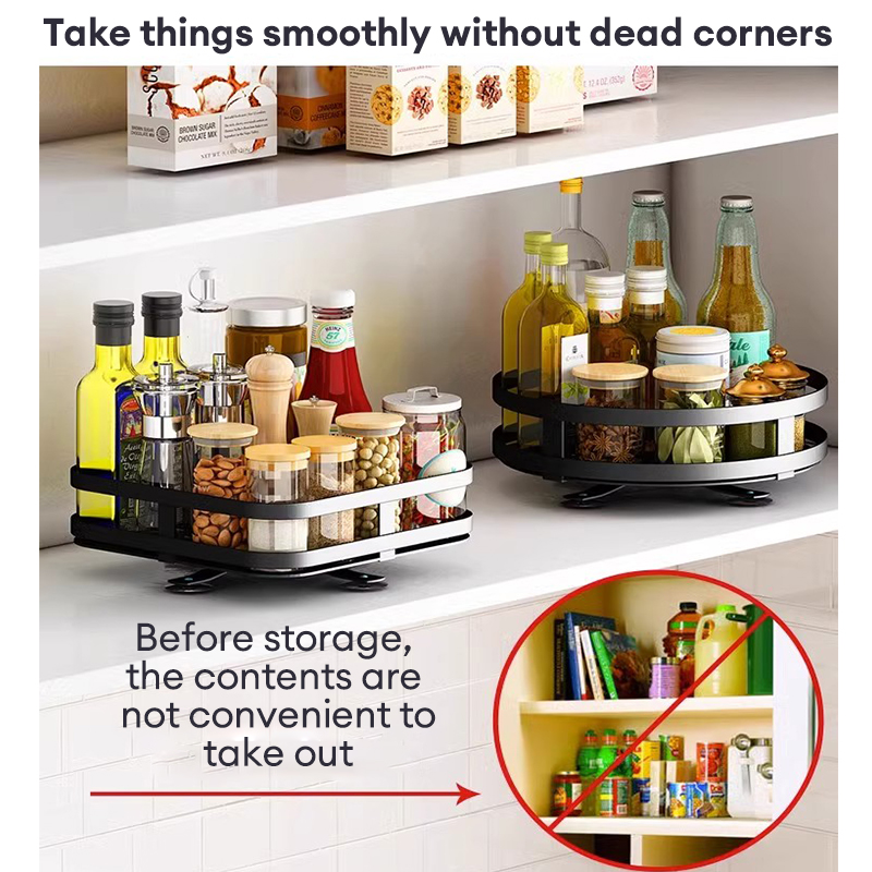 Condiments Rack 360° Rotating Spice Rack Adjustable Height Rack ...