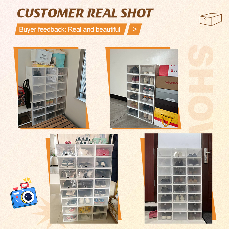 Colorful shoe box hard plastic stackable storage box bedroom shoe rack ...