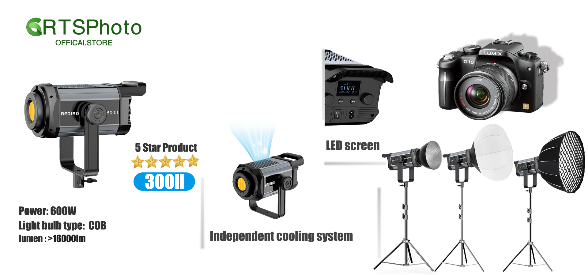 Bediro Professional Studio Light 600W COB lighting for Photography ...
