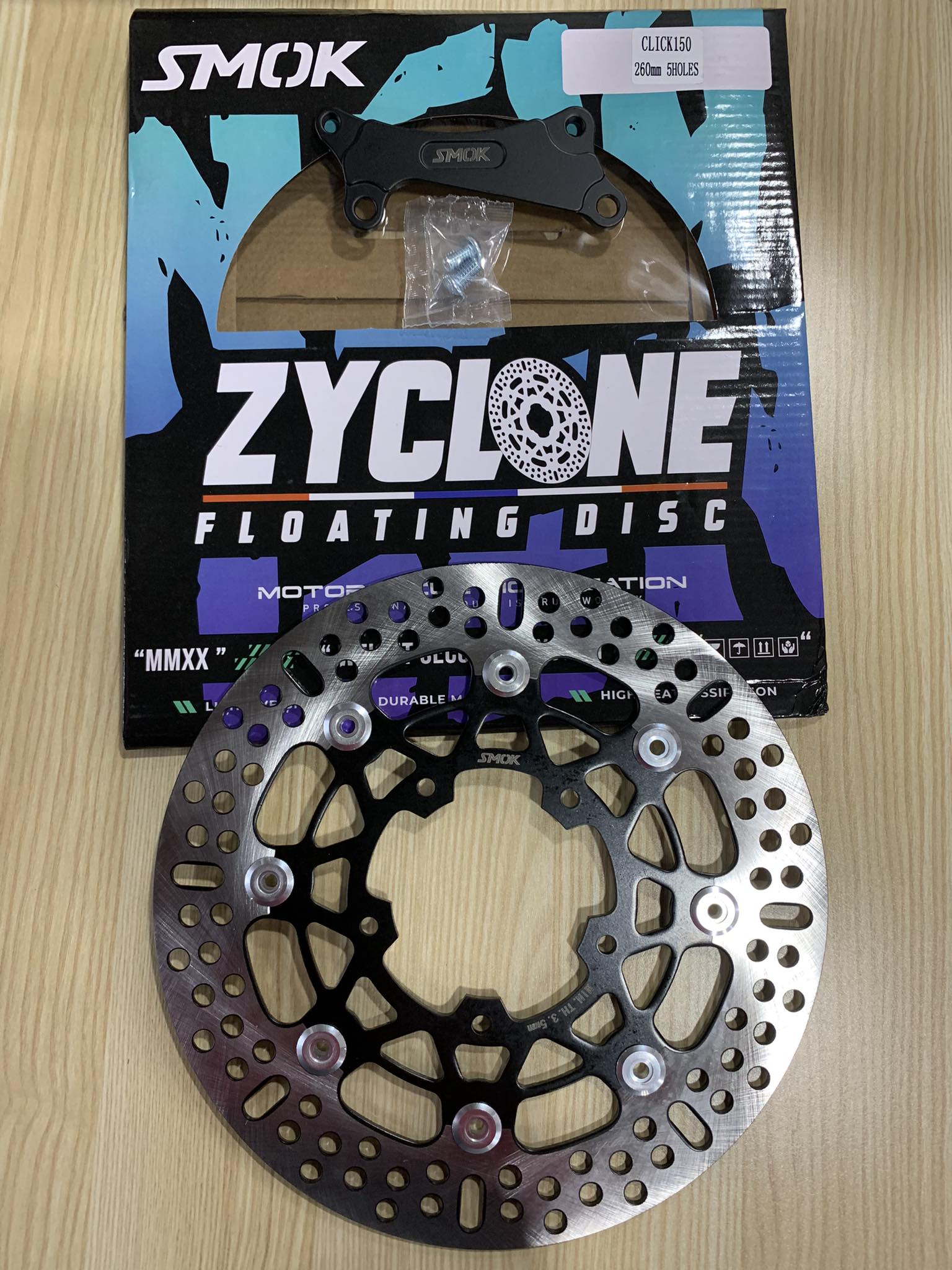 ZYCLONE CNC FLOAT DISC 260MM WITH BRACKET FOR CLICK MIO NMAX AEROX ...