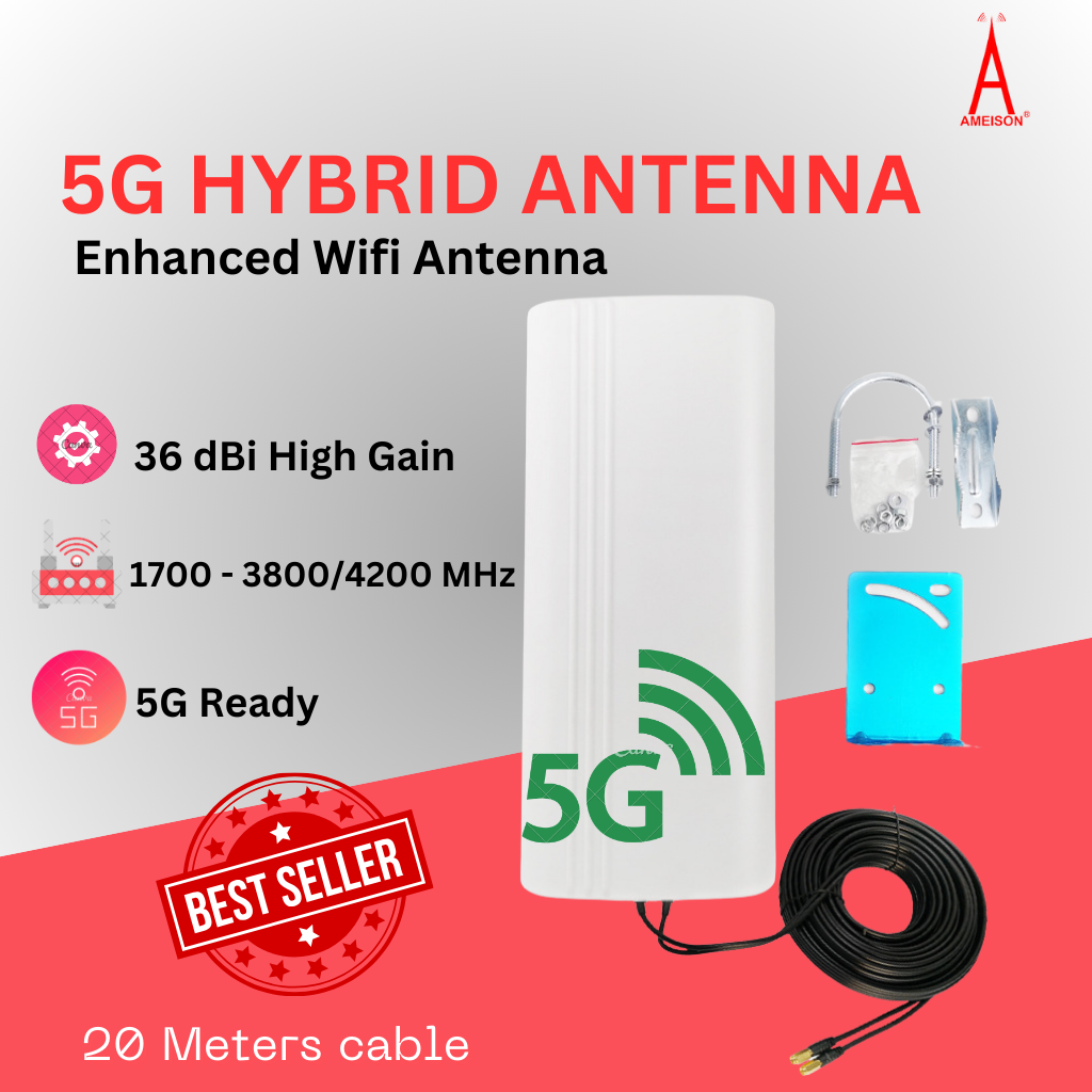 5G Hybrid Mimo Antenna Frequency: 1700 - 3800/4200 MHz (20 Meters ...