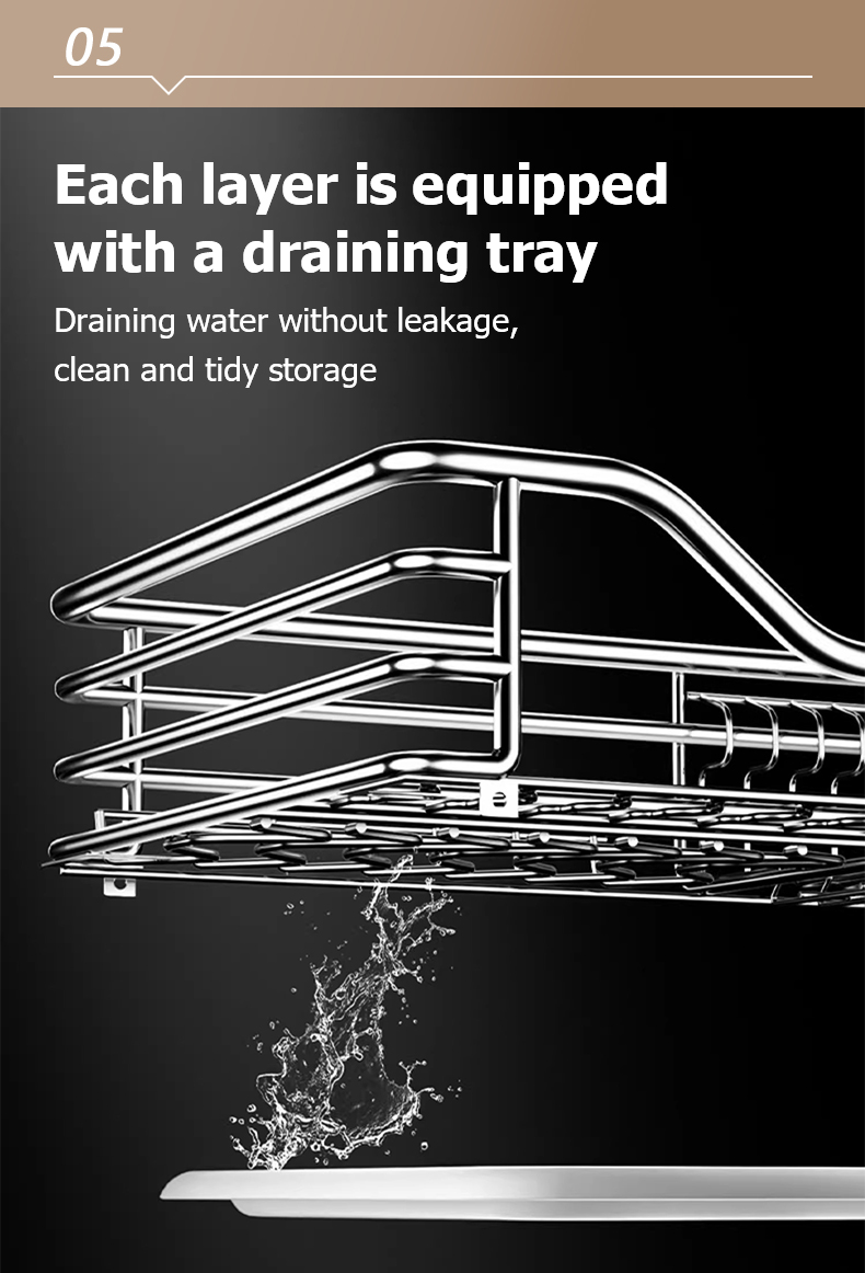 JOTO 304 Stainless Pull Out Dish Rack Pull Out Basket Tray full out ...