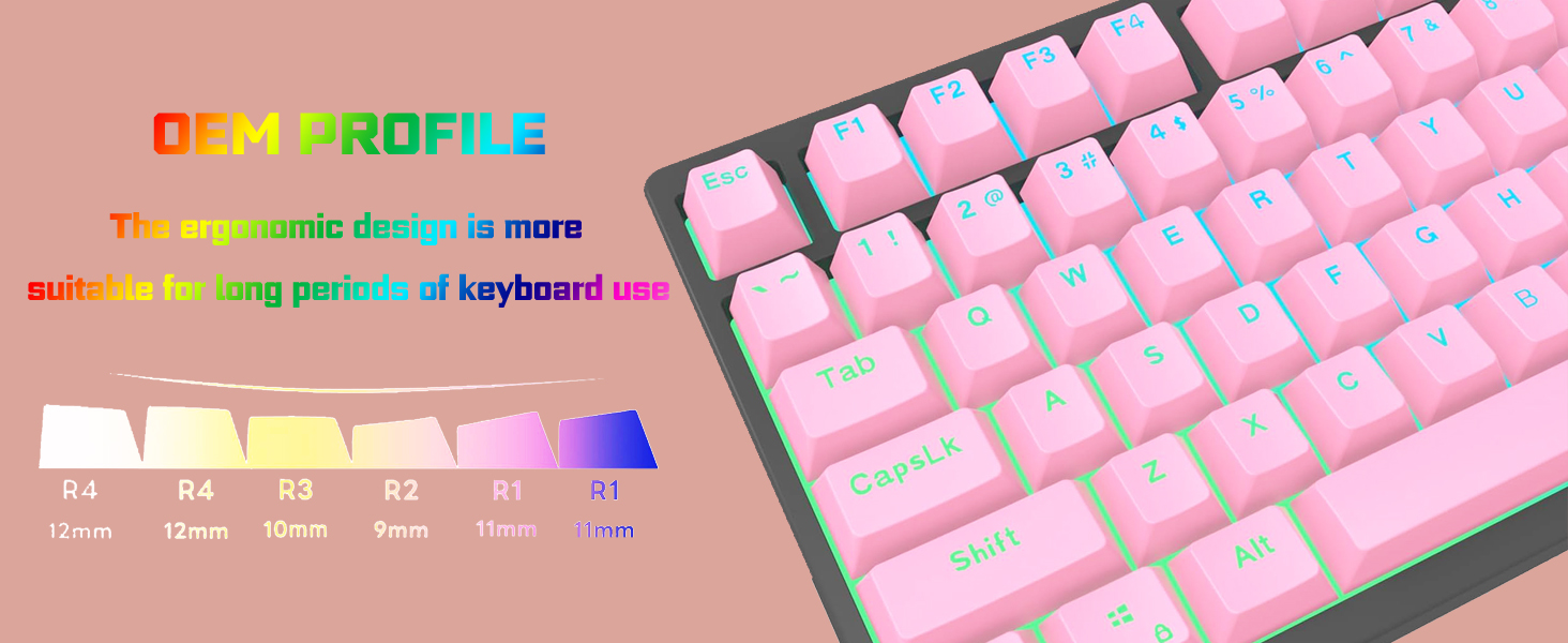 FEKER ABS Keycaps OEM Profile Backlit Keycap for RK61 61/87/104/108 ...