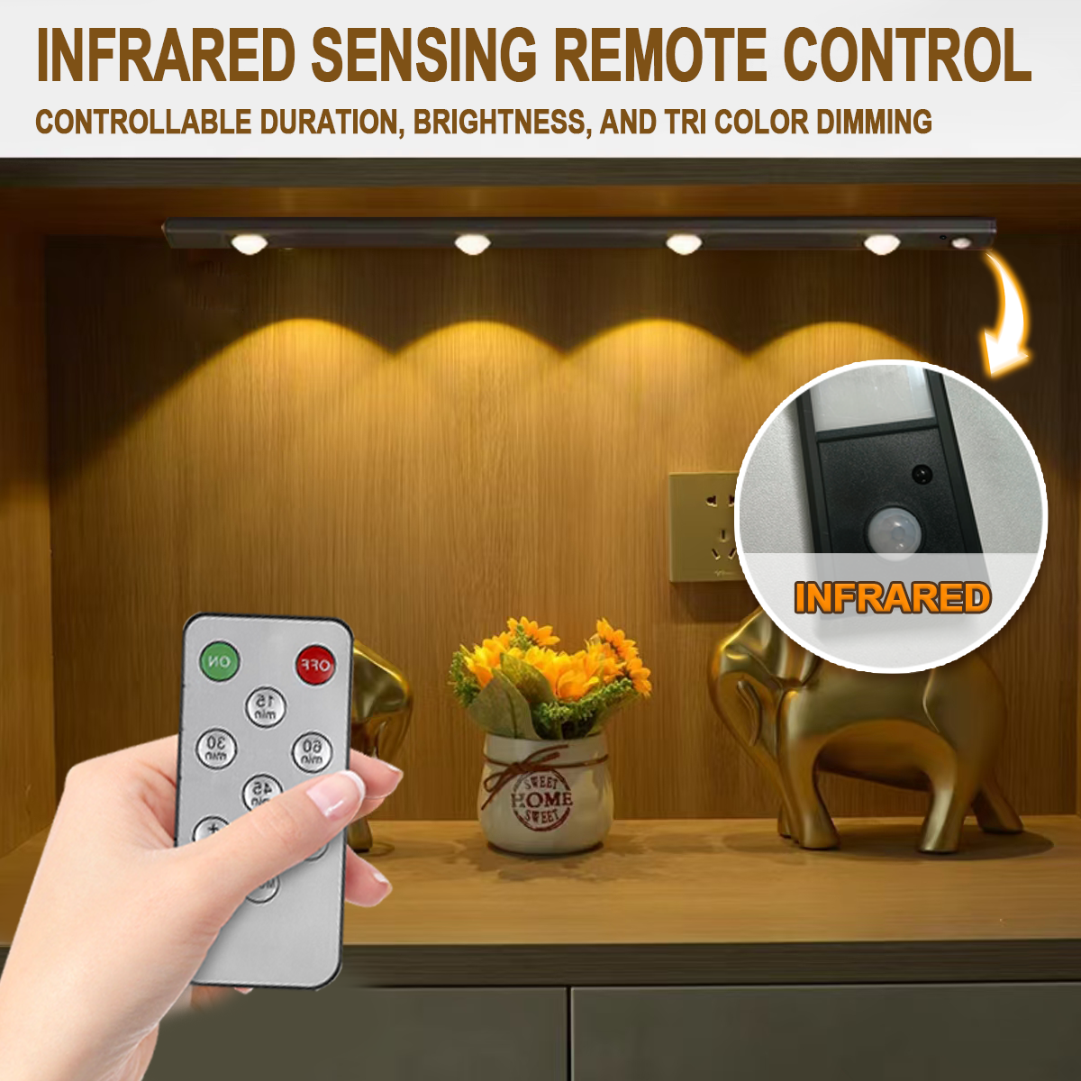 LED Motion Sensor Light Rechargeable Cabinet Light Induction Closet ...