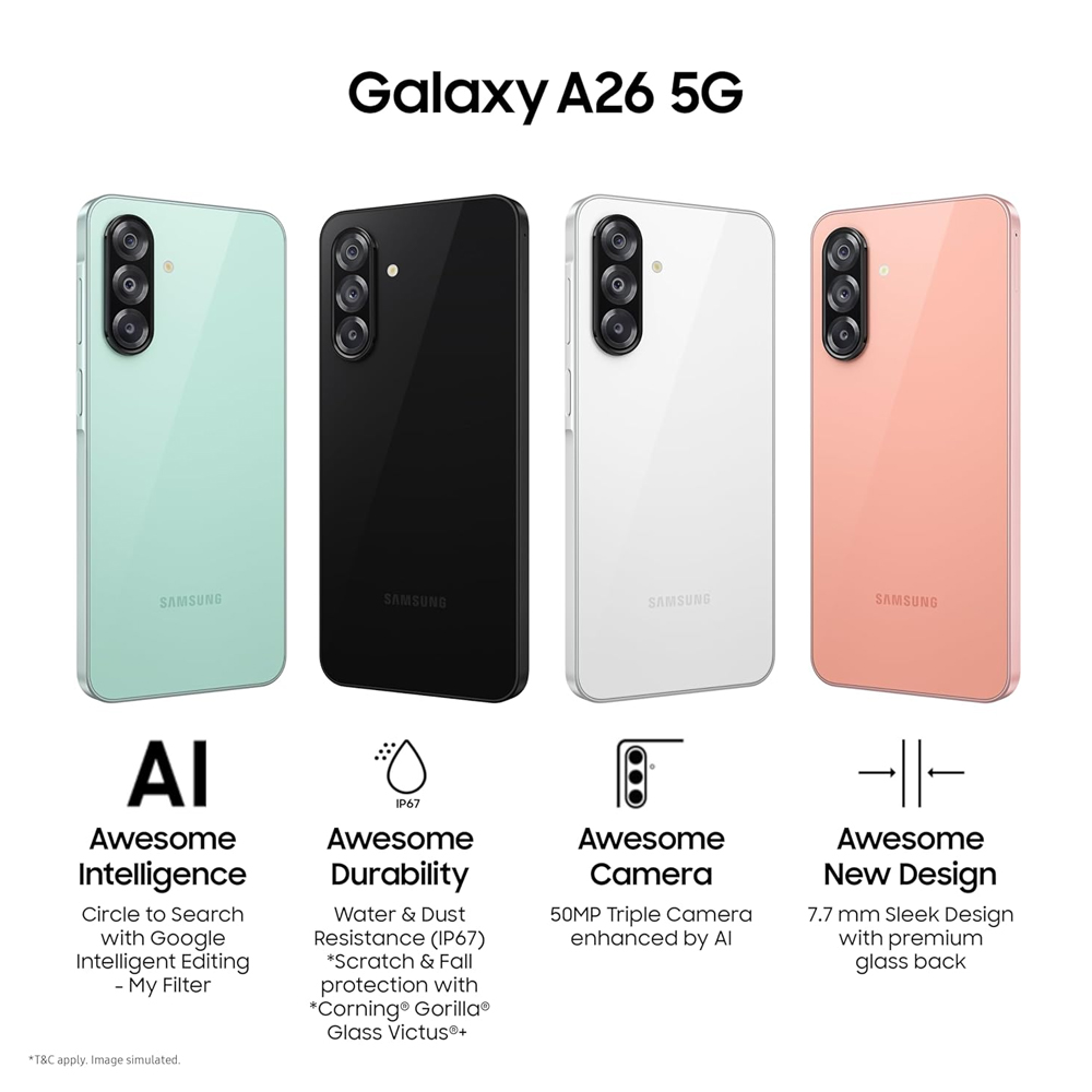 Samsung Galaxy A26 5G Smartphone | 6GB+128GB / 8GB+256GB | Exynos 1380 ...