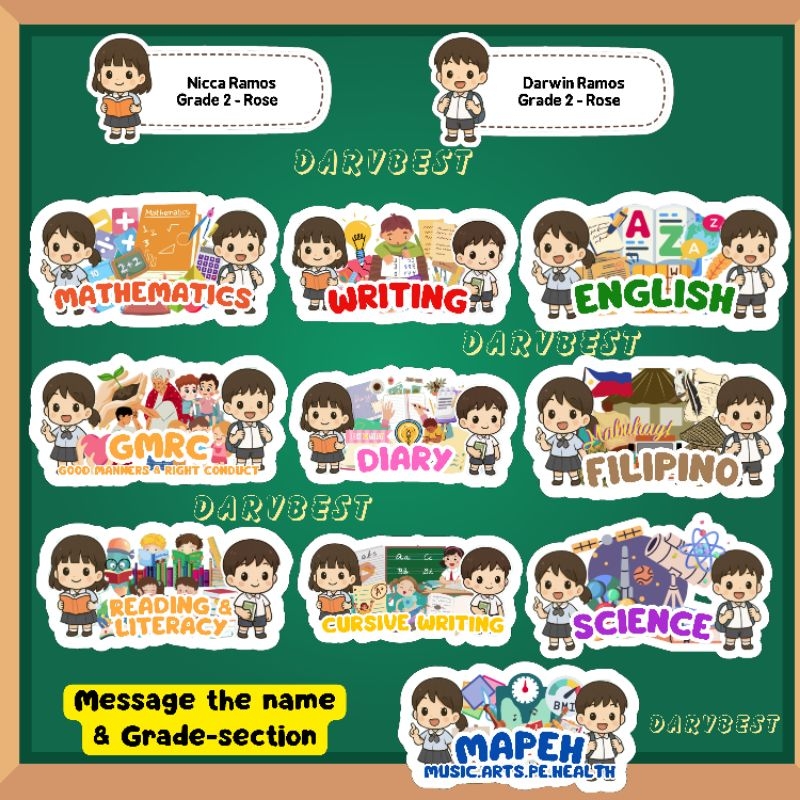 Subject Sticker Labels for notebook scratch proof & waterproof high ...