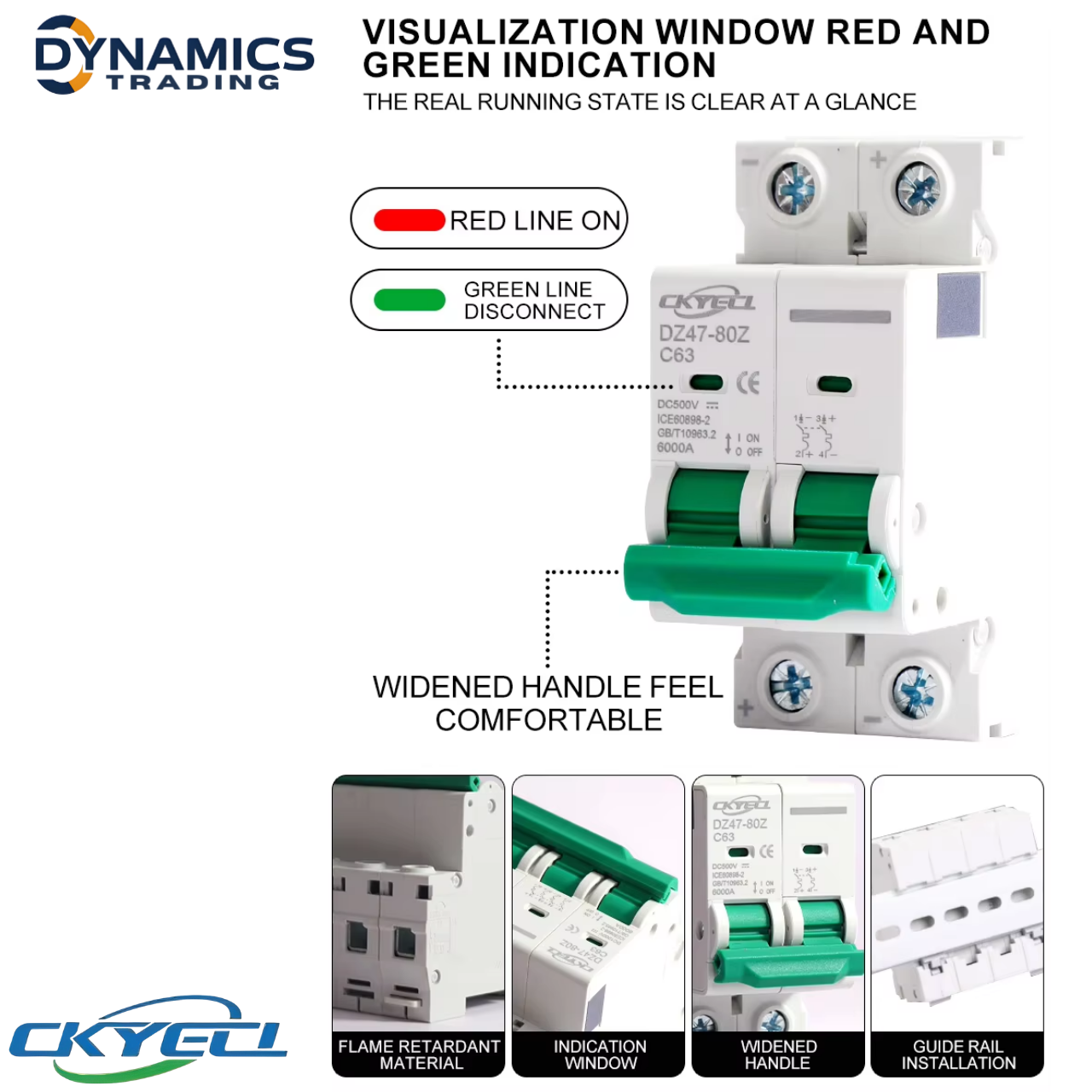 AC DC Miniature Circuit Breaker MCB CKYECL 2 Pole 6kAIC 230/400V ...