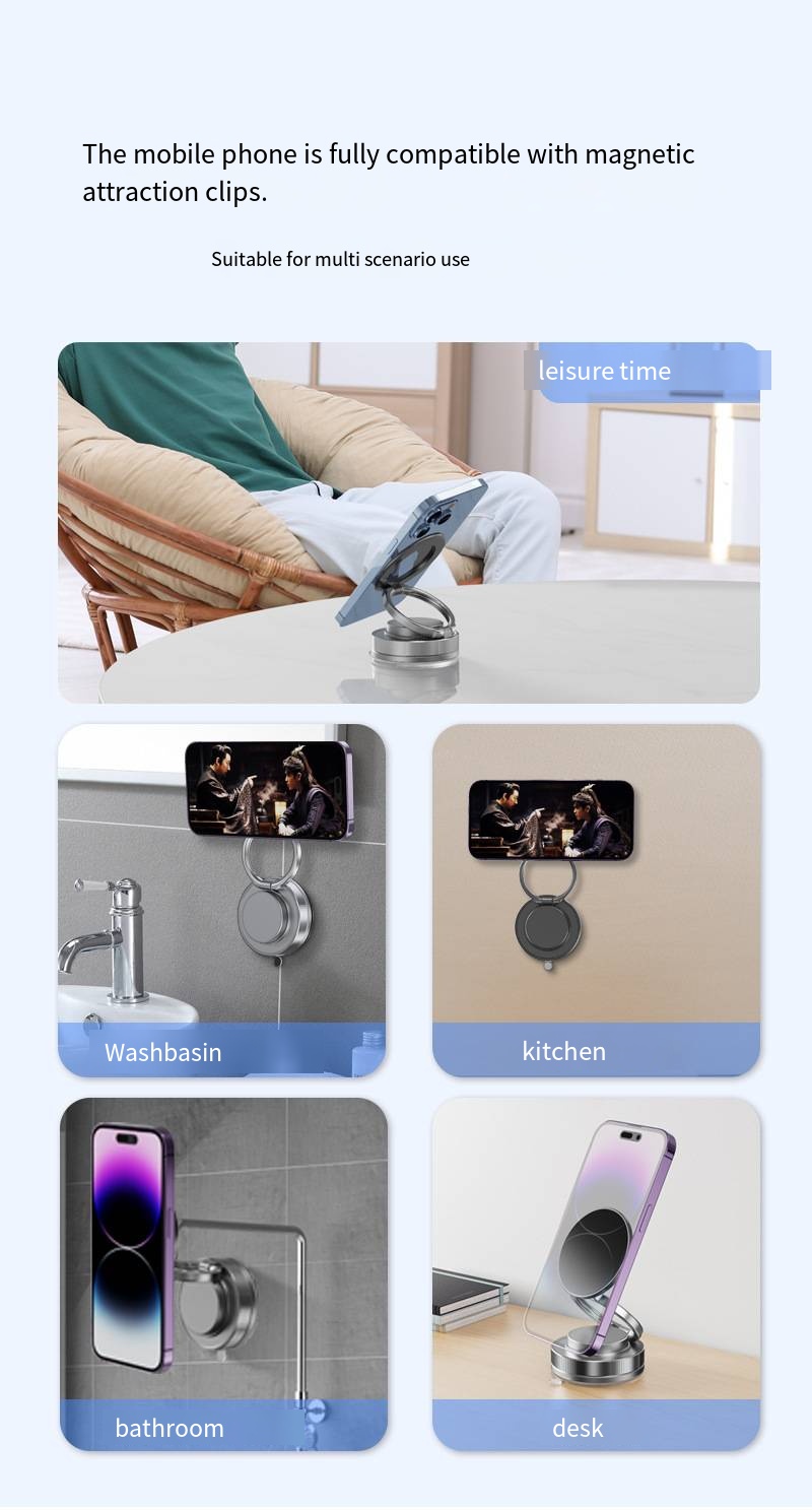 360° Rotating Magnetic Phone Holder Universal Ring Mount with Vacuum ...
