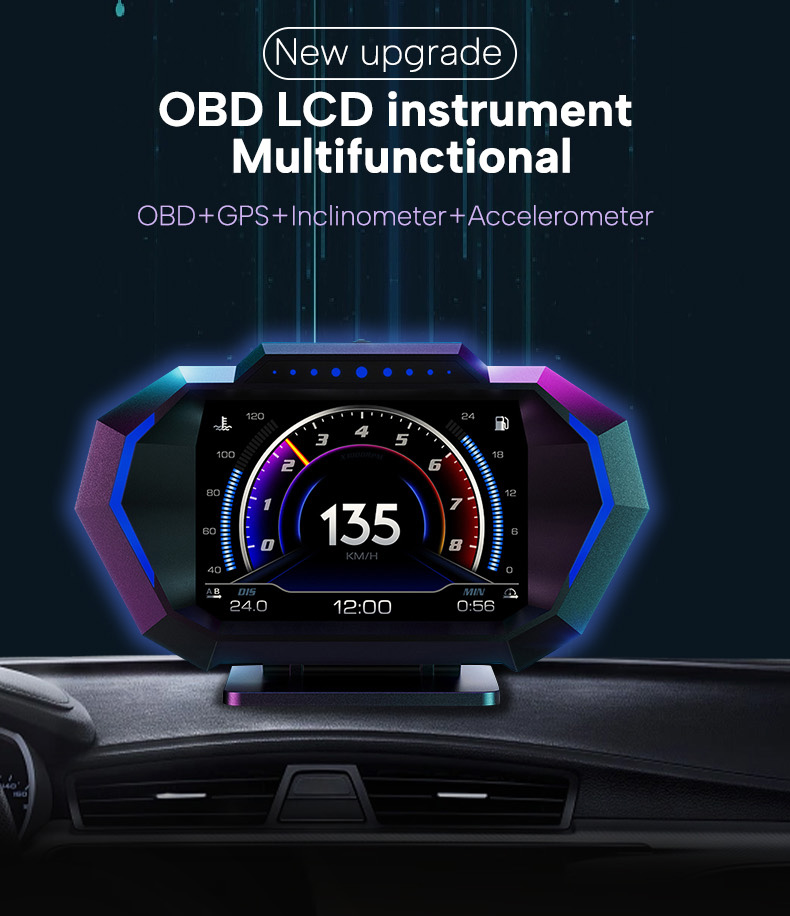 🇵🇭24H Ship⚡WEITI P24 OBD2+GPS+Slope Meter+Accelerometer Car Speedmeter ...