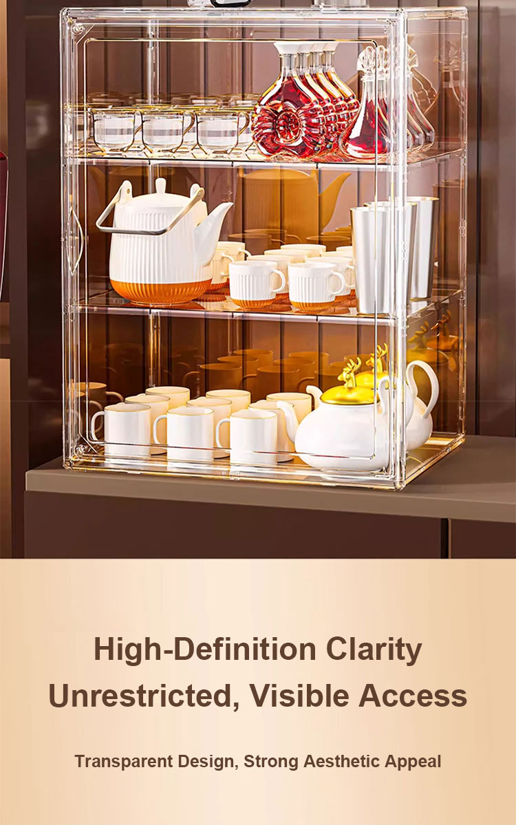3 Layers Magnetic Acrylic Display Case Dustproof Cup Display Case ...