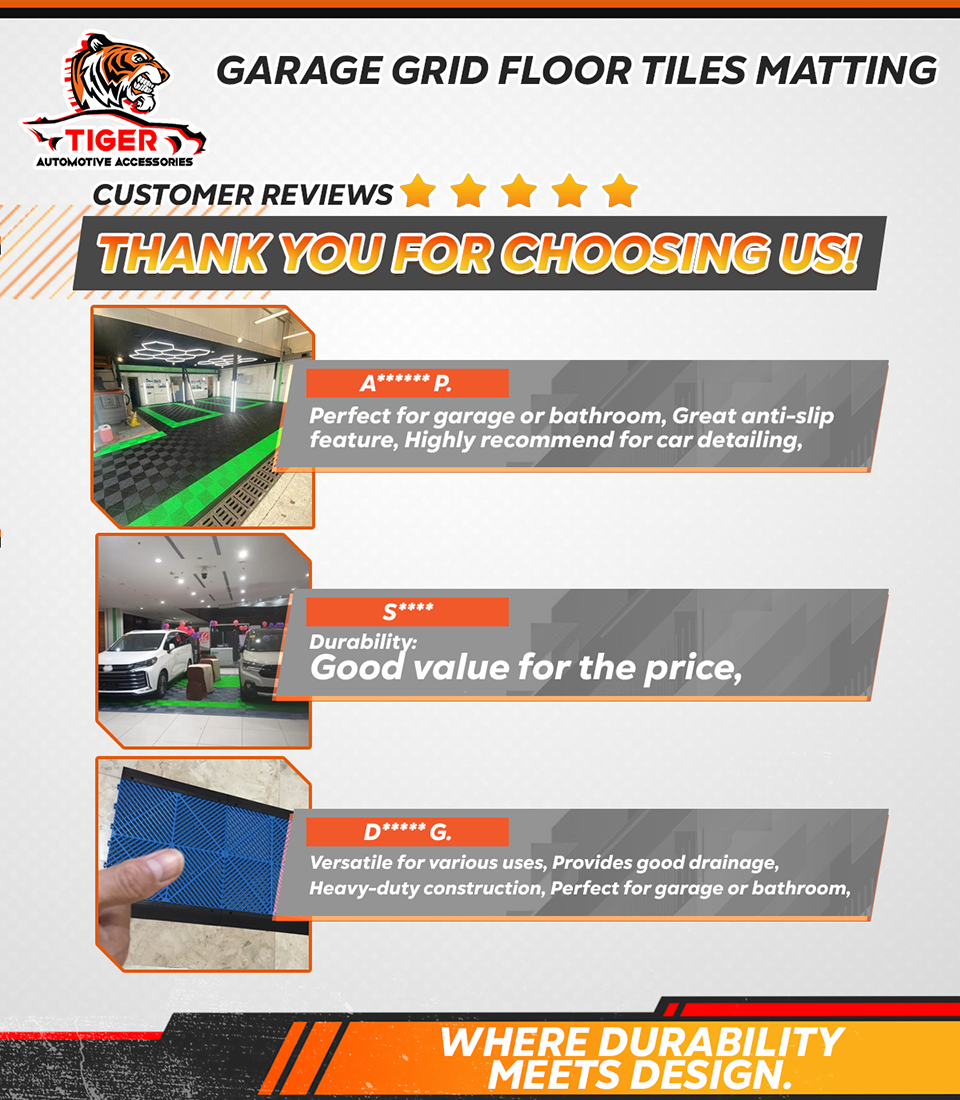TIGERAUTO Garage Floor Tiles 40x40, Heavy Duty, Anti-Slip, Interlocking ...
