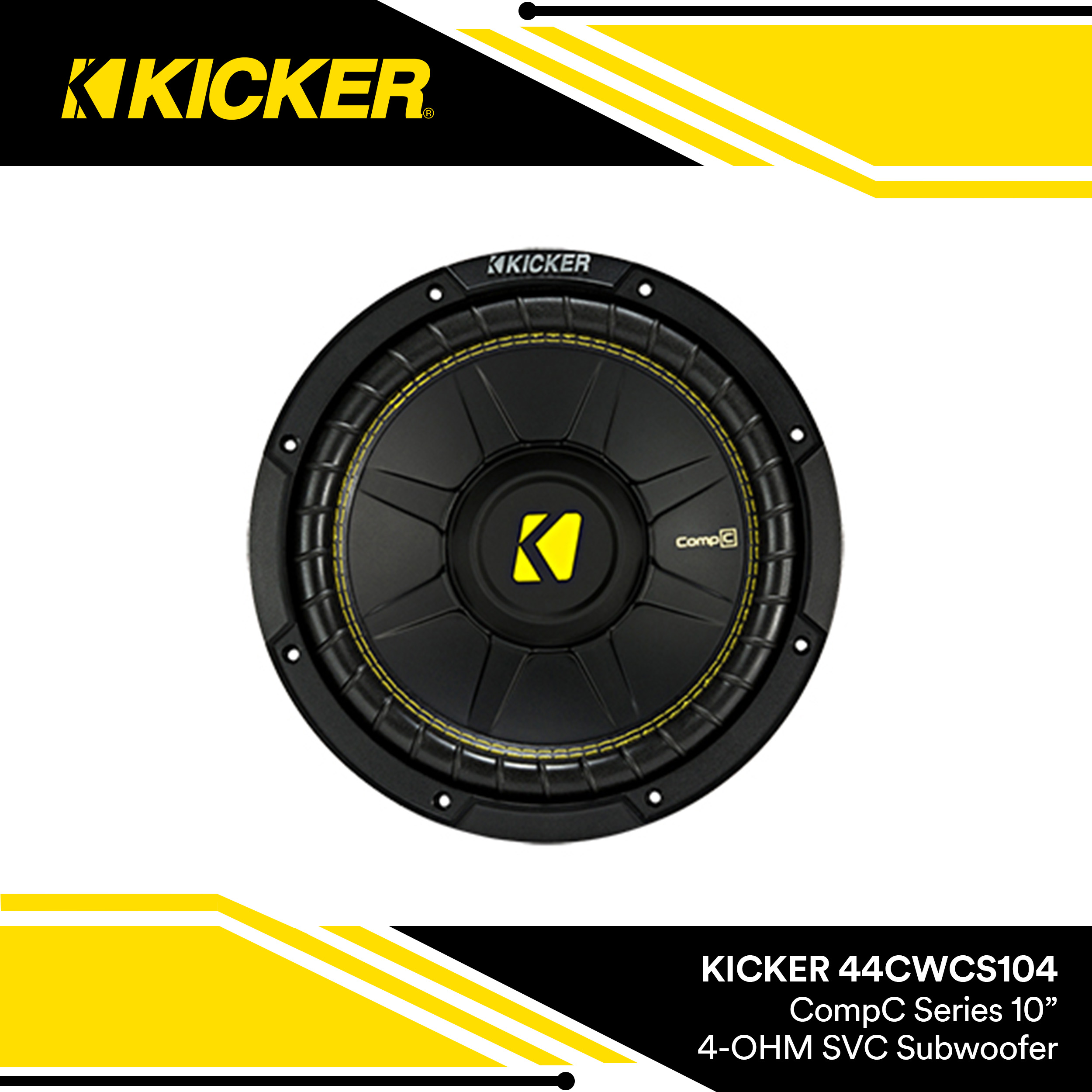 Kicker CompC 10-inch (25cm) Subwoofer, Svc, 4-ohm, RoHS Compliant ...