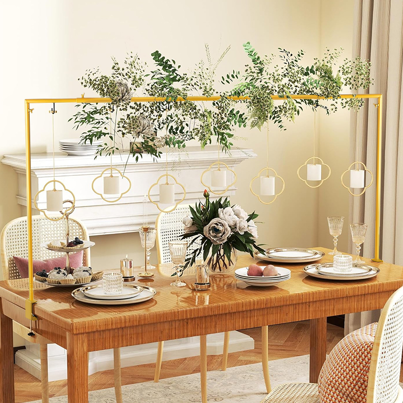 Adjustable Gold Table Rod Stand with Clamps Metal Garland Arch Stand ...