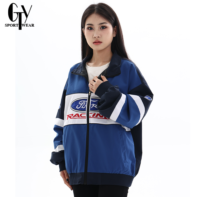 GTY Blue Ford Racing Jacket For Men Embroidered F1 Ferrari Motorcycle ...