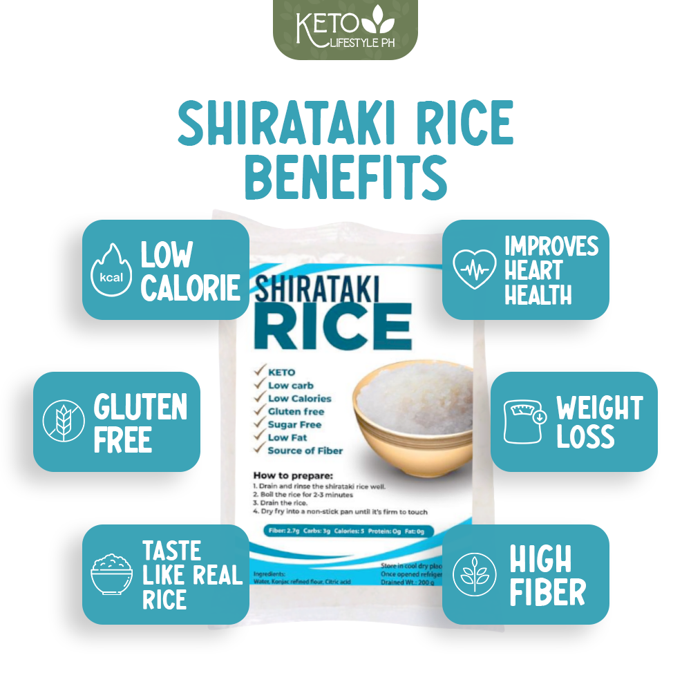 Shirataki Rice 200grams wet (KETO/Zero Carb/Zero Calorie/Weight & Fat ...