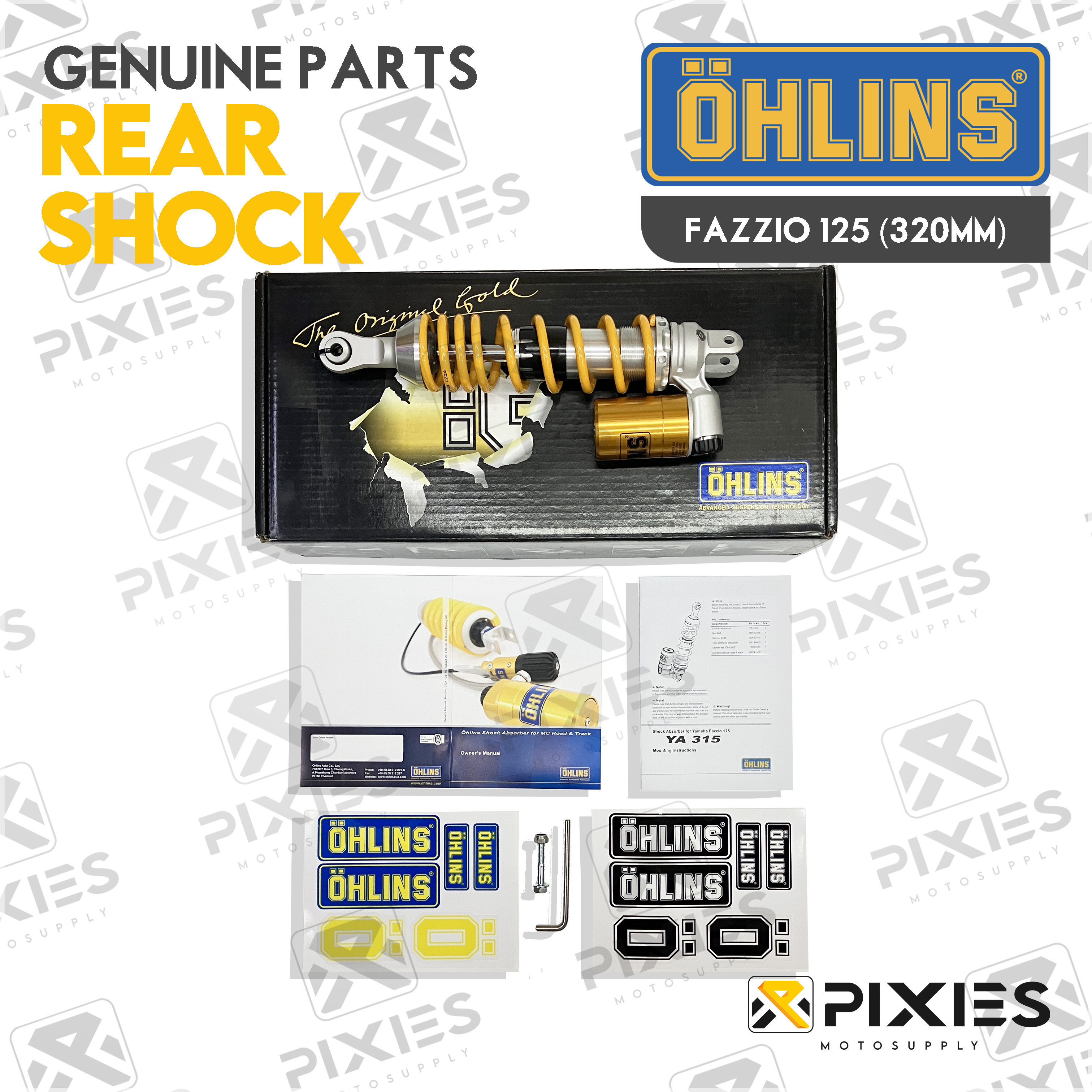 Ohlins Rear Shock 320mm YA315 for Yamaha Fazzio 125 / Honda Giorno 125 ...
