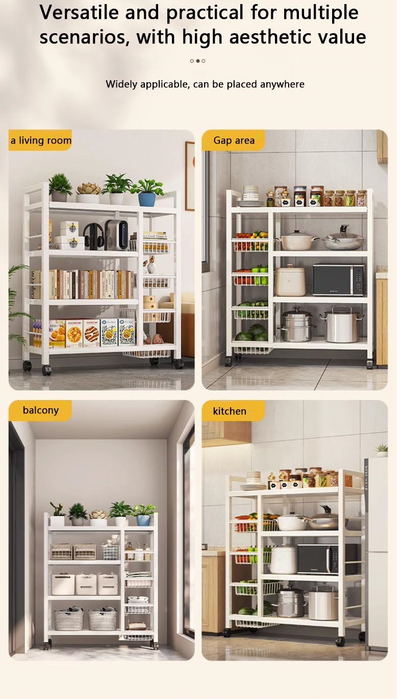Kitchen Storage Rack Utility with vegetable Shelf Baskets Microwave ...
