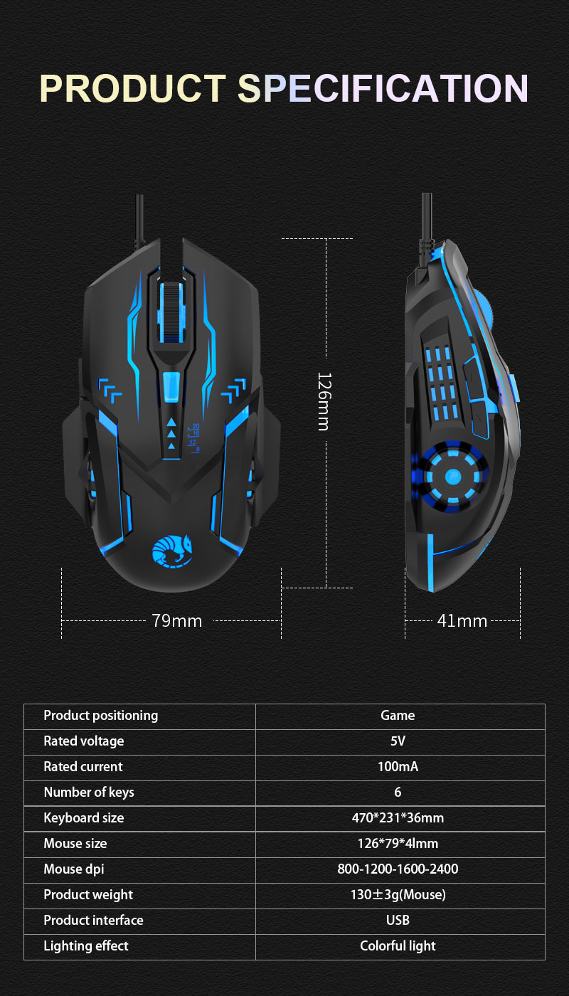 Raiku Thunder G702 Luminous LED Wired Gaming Mouse 4 DPI Speed 7 Color ...